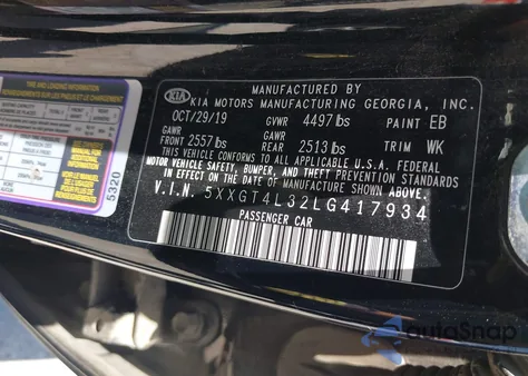 2020 Kia Optima S from USA, damaged, VIN 5XXGT4L32LG417934